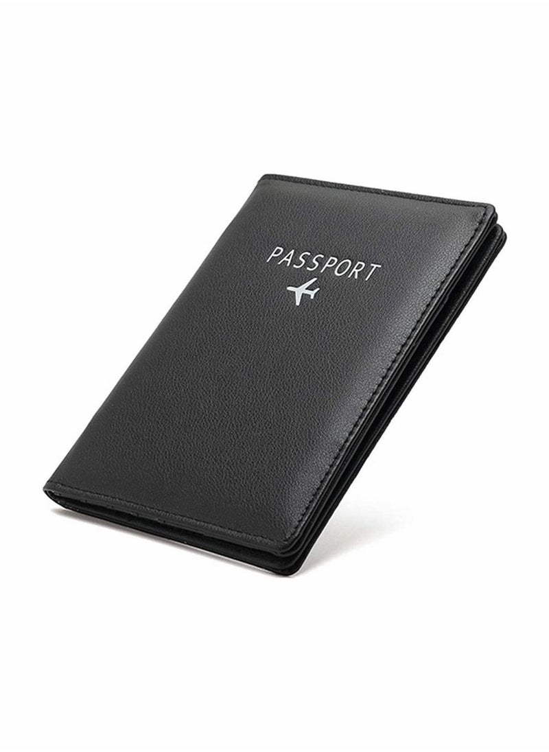 Generic - Travel Wallet Passport Holder Blocking Leather Passport Cover Case with Wallet for Credit Card, Money, Boarding, Passport Holder Protector for Men Women (Black) - Image 1