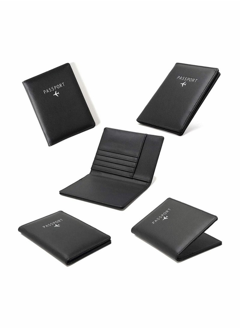 Generic - Travel Wallet Passport Holder Blocking Leather Passport Cover Case with Wallet for Credit Card, Money, Boarding, Passport Holder Protector for Men Women (Black) - Image 1