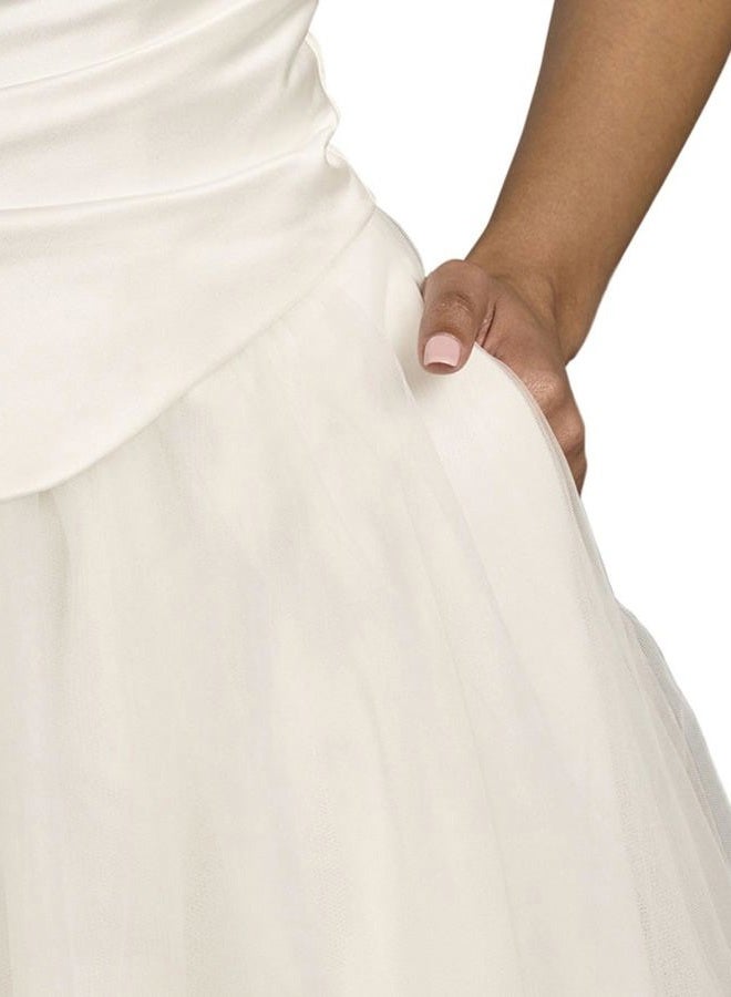 David's Bridal Strapless Satin and Tulle Ball Gown Wedding Dress, Soft White, 12 - Image 5
