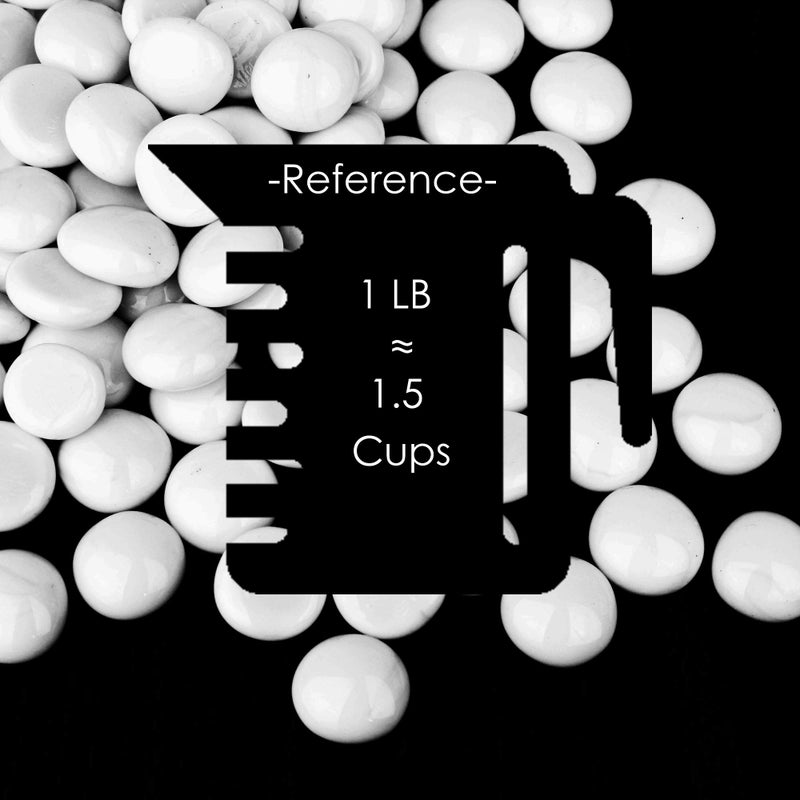 CYS EXCEL White Glass Gemstone Beads Vase Fillers (1 LB) Flat Marble Beads Multiple Color Choices Aquarium Decor Rocks Floral Stones Decorative Mosaic Glass Gem Pebbles (Approx. 85-100 PCS) - Image 2