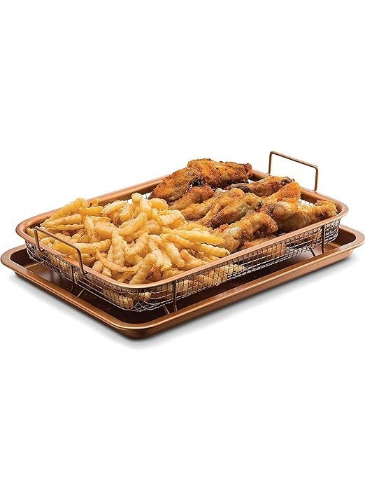 Swimero SWIMERO HEVYSTONGKitchen DeepFried Food Drain Basin Rectangle Crispy Tray Filter Mesh FreshKeeping Basket NonStick Oil Pan Crisping Tray Oven Baking Tray Frying Basket and Baking Sheet 1  - Image 5