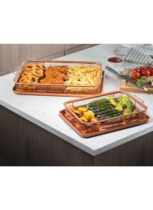 Swimero SWIMERO HEVYSTONGKitchen DeepFried Food Drain Basin Rectangle Crispy Tray Filter Mesh FreshKeeping Basket NonStick Oil Pan Crisping Tray Oven Baking Tray Frying Basket and Baking Sheet 1  - Image 4