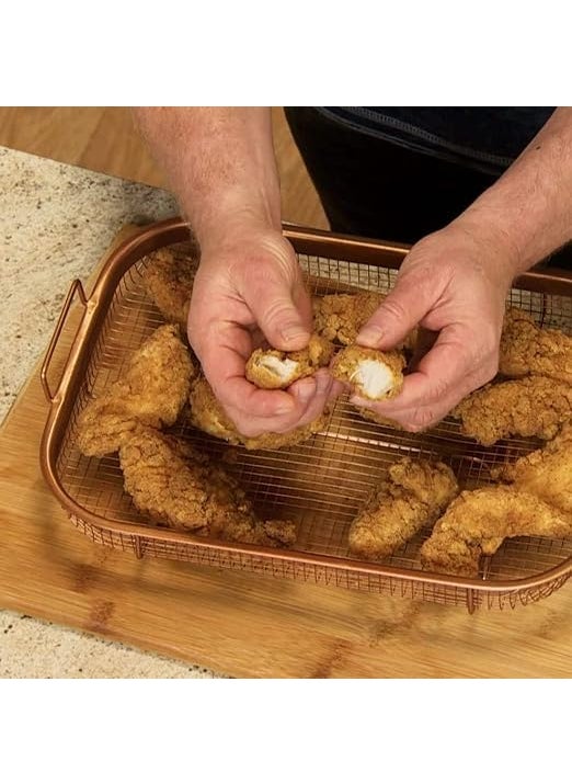 Swimero SWIMERO HEVYSTONGKitchen DeepFried Food Drain Basin Rectangle Crispy Tray Filter Mesh FreshKeeping Basket NonStick Oil Pan Crisping Tray Oven Baking Tray Frying Basket and Baking Sheet 1  - Image 2