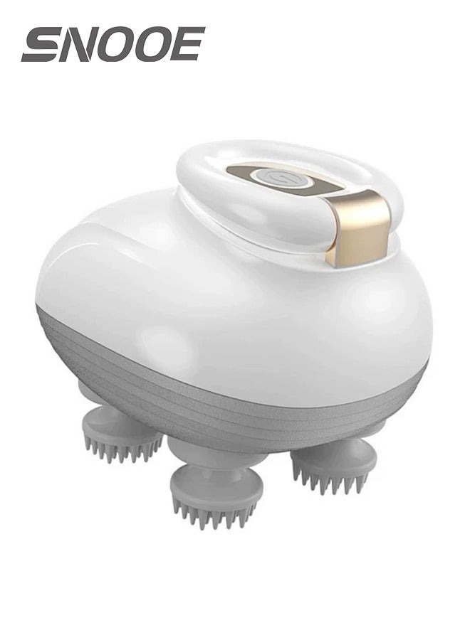 Snooe Electric Scalp Massager Multifunctional Waterproof Head Massager With 96 Kneading Nodes Rechargeable Head Scratcher For Hair Growth Stress Relax Relaxing Gifts For Women Men Her(White) - Image 1