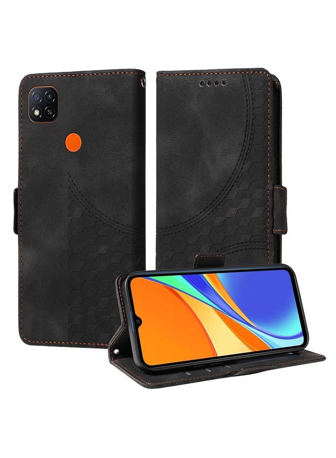 S-TOP Case For Redmi 9C / 9 India Embossed Rhombus Starry Leather Phone Case - Image 1