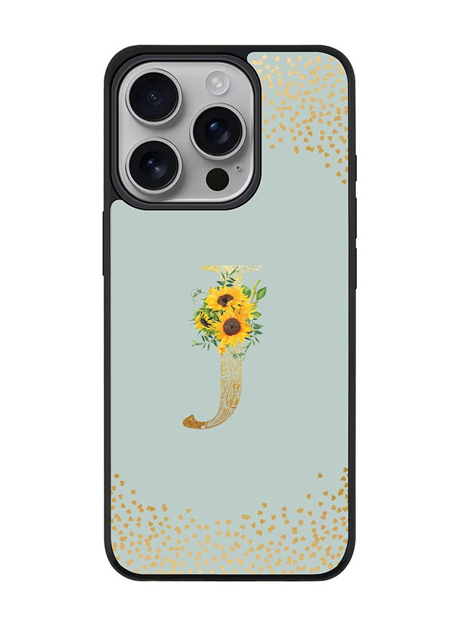 Stylizedd For iPhone 16 Pro Case [Compatible with MagSafe] Slim Magnetic cover Phone Case iPhone 16 Pro -Custom Floral Monogram - J (Light Grey ) - Image 1
