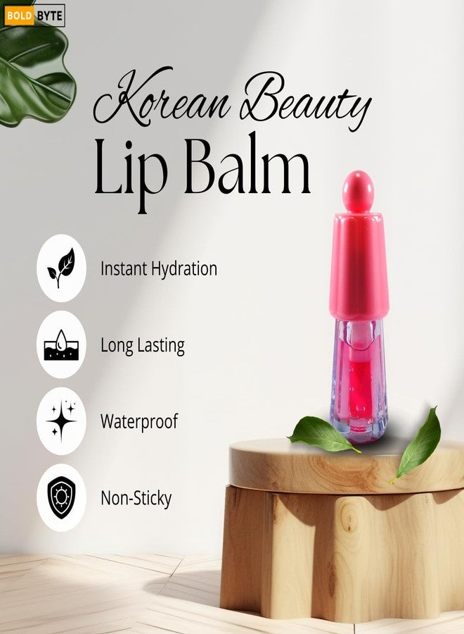 Bold Byte مرطب شفاه وملمع شفاه للاستخدام اليومي من ليبويل - مرطب، يرطب، لون وردي كوري شفاف، متغير اللون، مقاوم للماء، لمعان عالٍ، غير لزج، يدوم طويلاً، مثالي للشفاه الجافة والمتشققة (وردي) - Image 4