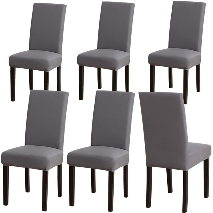 Chair Covers 6 GreyStretch Dining Chair Covers Spandex seat Covers for Dining ChairsElastic Washable Chair Protectors for Dining RoomHotelRestaurantBanquet 6 Grey