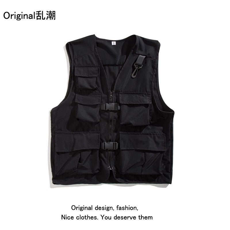 2024 سترة عمل متعددة الجيوب بأسلوب ياباني جديدة للرجال، علامة تجارية للأزياء، سترة رياضية للرجال والنساء، معطف فضفاض أخضر - Image 3