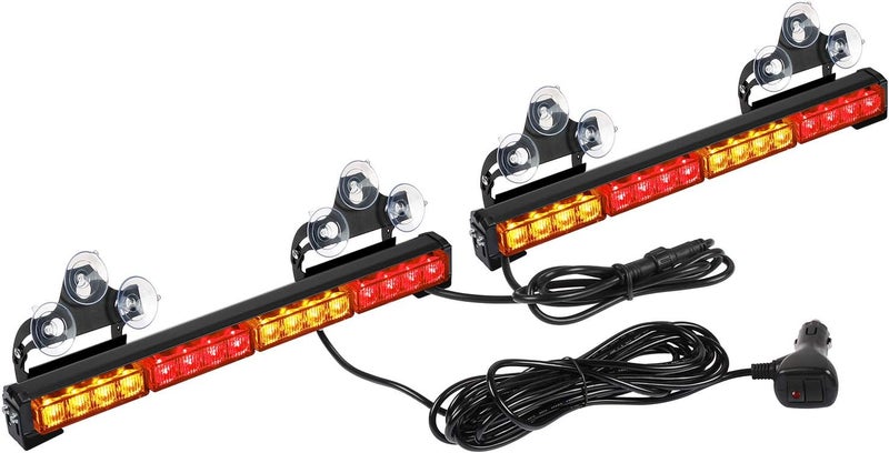ASPL 2x16.8 inch Emergency Flashing LED Traffic Advisor Strobe Light Bar - 32 LED with 26 Flash Patterns (Amber/Red) - Image 1