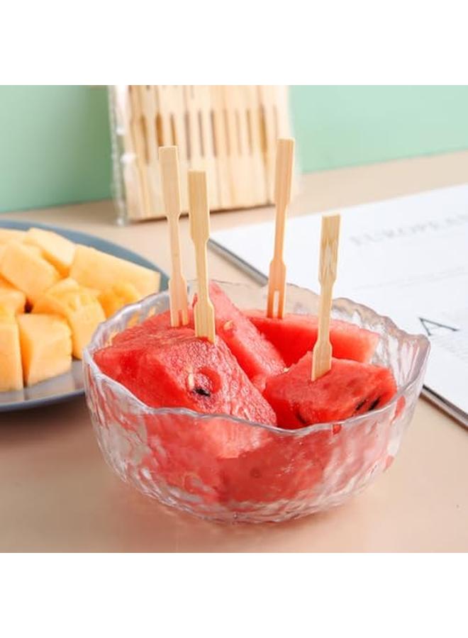 ECVV 250 قطعة من شوكات الخيزران للكوكتيل عصي فواكه أسياخ خشبية أدوات الطعام شوك فواكه أدوات مائدة حفلات الزفاف حفلات استحمام الأطفال 8.6 سم الطول 250 قطعة - Image 4