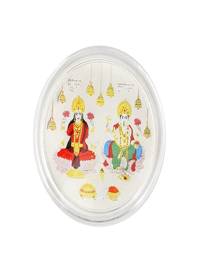 Kundan (999.9) 20g Lakshmi Ganesh Silver Colour Coin - Image 1