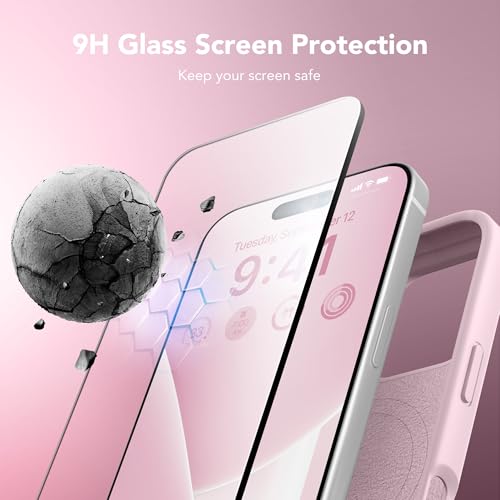 GONEZ Magnetic for iPhone 16 Pro Max Case, Compatible with MagSafe, Liquid Silicone Case, with Screen Protector + Camera Protector, Full Body Protective Shockproof Phone Cover 6.9", Pastel Pink - Image 5