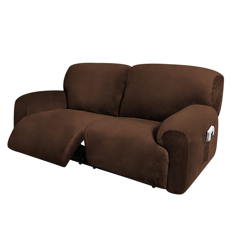ULTICOR Extra Wide 75 100 Reclining 2 Seater Sofa Extra Wide Reclining Love Seat Slipcover 6Piece Velvet Stretch Reclining Sofa Covers Thick Soft Washable Chocolate