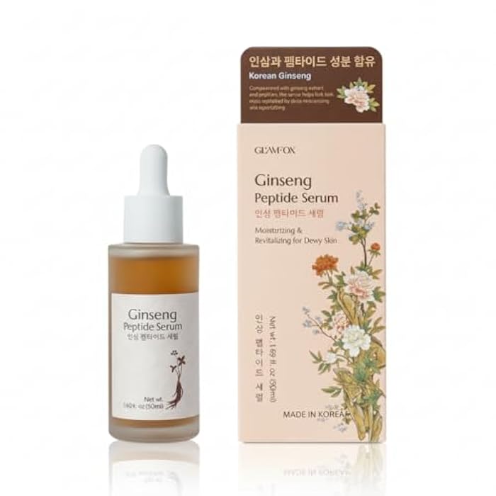 GLAMFOX Ginseng Peptide Serum, Korean Facial Serum, Moisturizing for Dewy Skin - Image 1