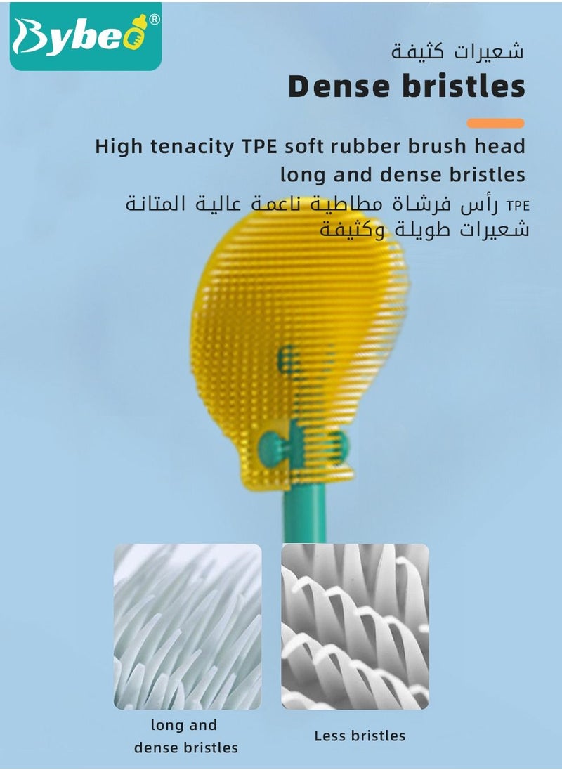 Bybeo 4 in 1 Silicone Baby Bottle Cleaning Brush Set with Stand, 360° Rotating Water Bottles Cleaner, Cup Gap Clean Brushes  - Image 4