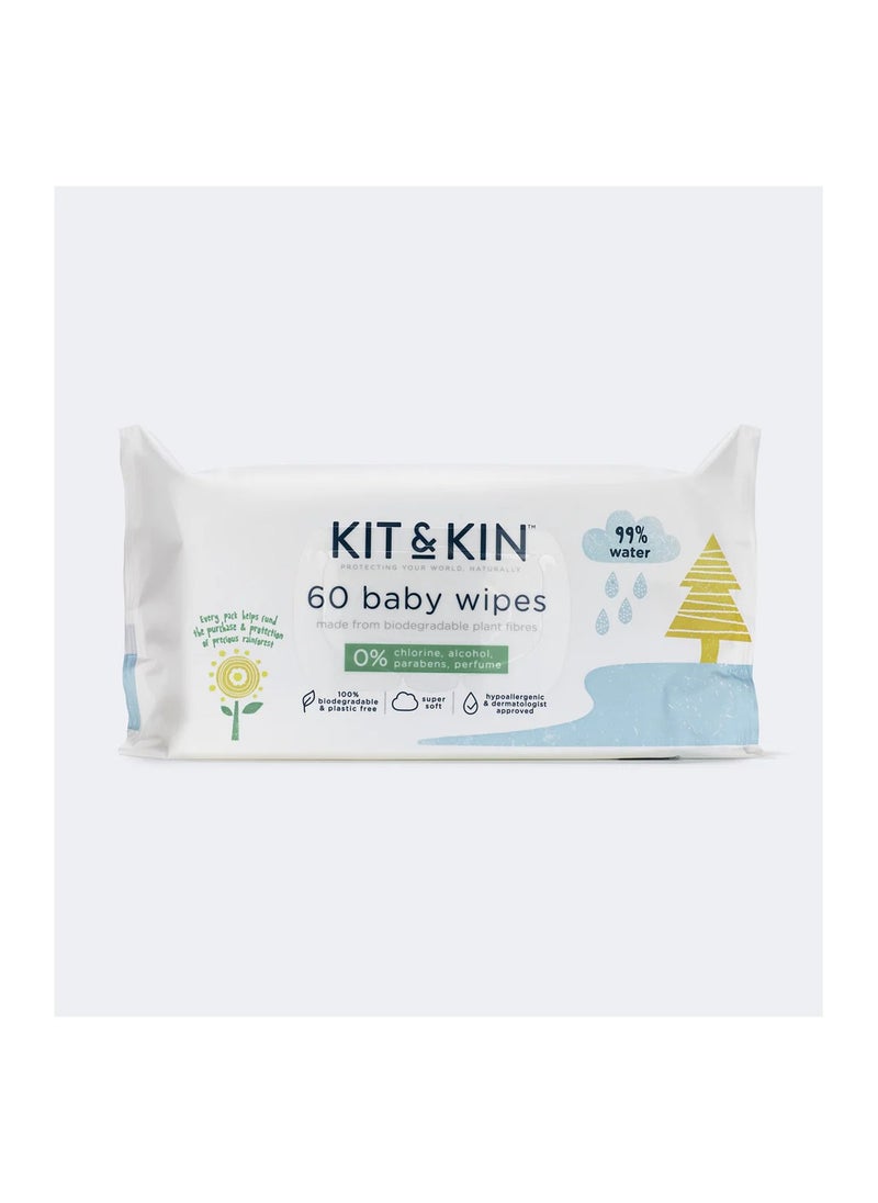 Kit & Kin - Kit & Kin Premium Eco Baby Wipes, 600 Wet Wipes (10 packs) | Biodegradable Plastic-Free & Super Soft | 99% Water | Hypoallergenic & Dermatologist Approved | Fragrance-Free | New & Improved Formula - Image 1