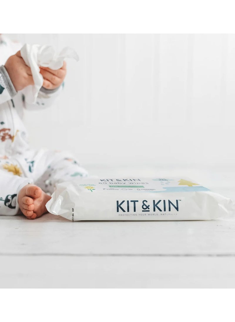 Kit & Kin - Kit & Kin Premium Eco Baby Wipes, 600 Wet Wipes (10 packs) | Biodegradable Plastic-Free & Super Soft | 99% Water | Hypoallergenic & Dermatologist Approved | Fragrance-Free | New & Improved Formula - Image 1