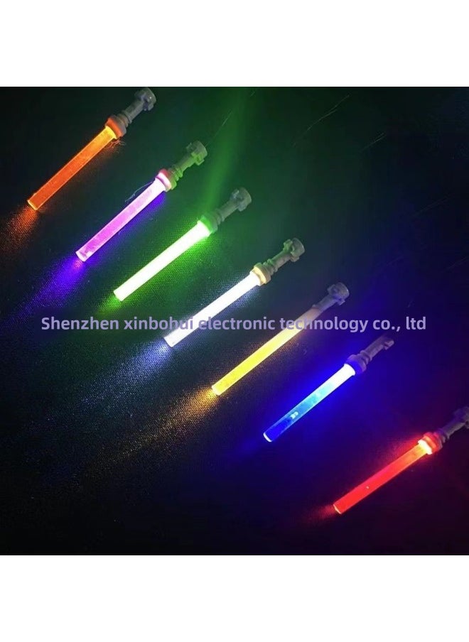 Compatible With Lego DIY Building Blocks Lighting LED Luminous Accessories Parts Star Wars USB Minifigures Handheld Lightsaber-Color:Red Light-Specifications:Gray Handle