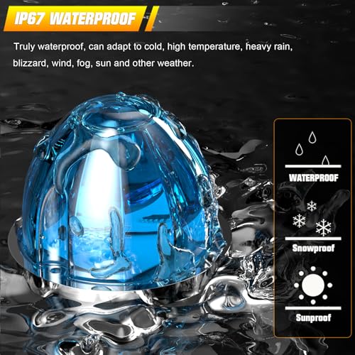 BJZ 6Pcs Ice Blue Watermelon LED Strobe+Constant Marker Lights Dual Function Watermelon-Shaped Side Marker Clearance Tail Top Cap Roof Lights for Trailer Truck Semi-Trailer Heavy-Duty Truck Bus Van - Image 4