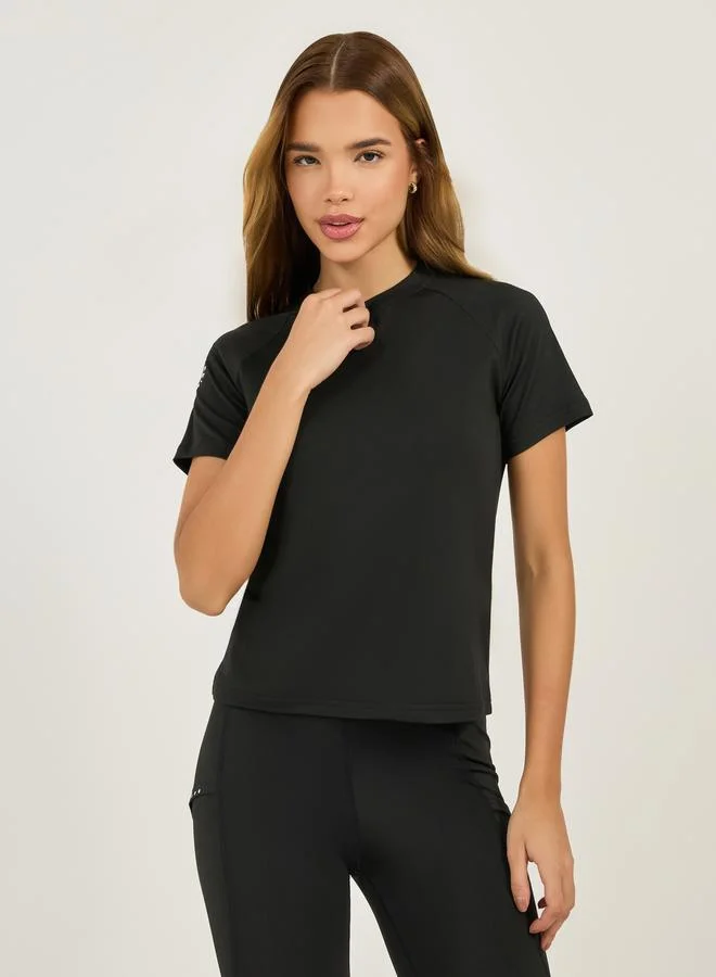 Styli Back Gradient Reflective Dot Short Sleeves Top