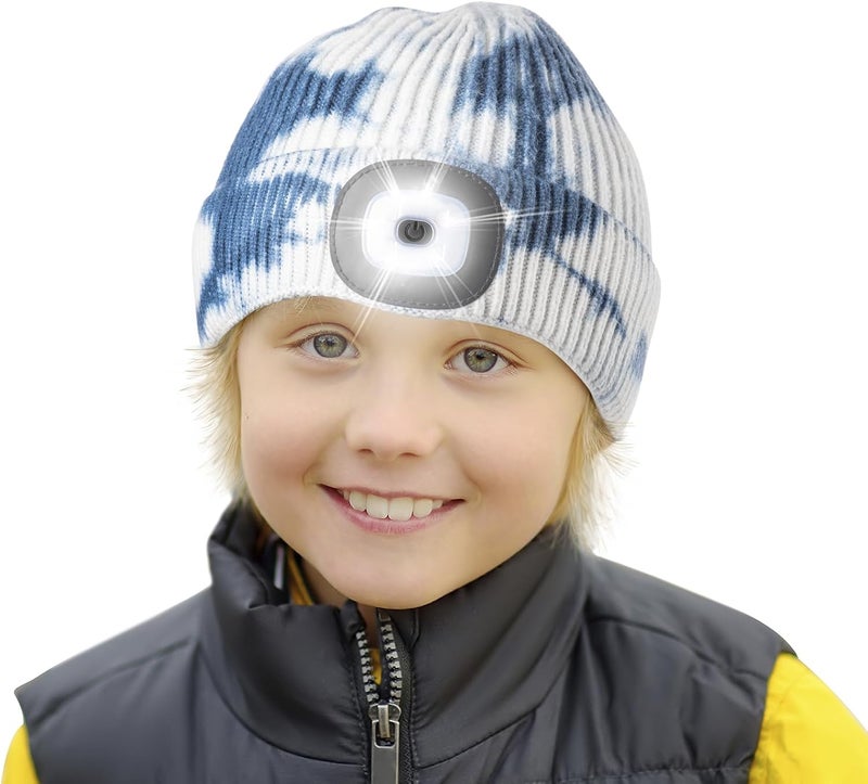 Etsfmoa Store Unisex Beanie with The Light,Gifts for Kids Boys and Girls Children USB Rechargeable Headlamp The Cap - Image 1