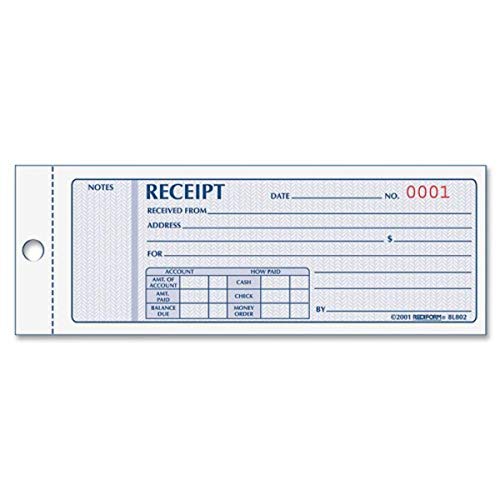 Rediform Money Receipt Book, 2.75 x 7.625 Inches, 100 Pages (8L800) - Image 1