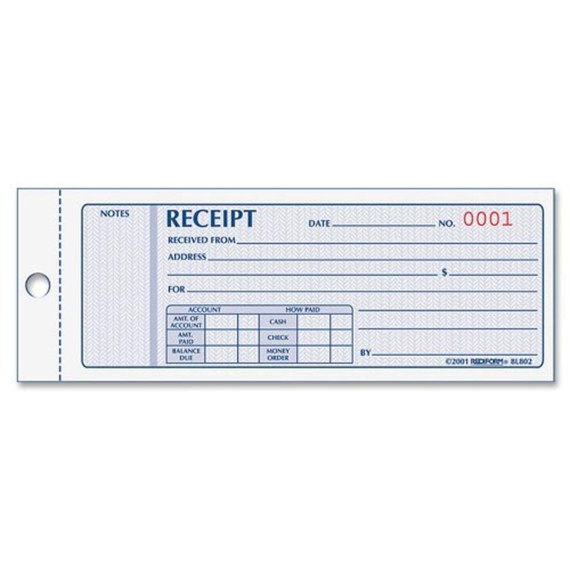 Rediform Money Receipt Book, 2.75 x 7.625 Inches, 100 Pages (8L800) - Image 4