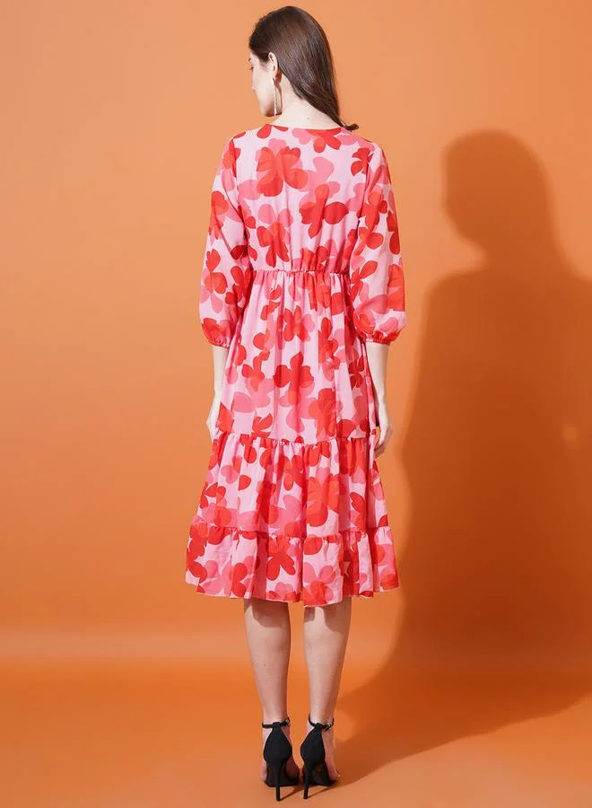 U&F Floral Print Midi Dress
