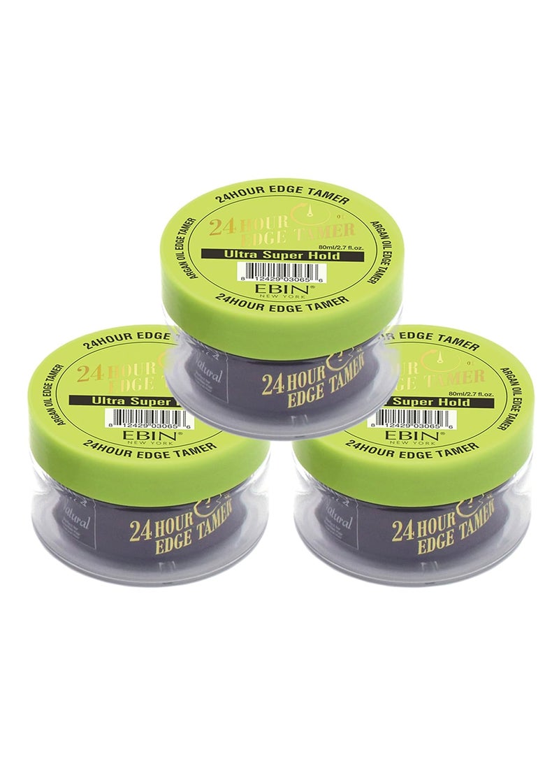 EBIN NEW YORK EBIN NEW YORK 24 Hour Edge Tamer Ultra Super Hold 27 floz80ml 3pack No Flaking Smooth Shine Argan  Castor Oil Strong Edge Control Gel Edge gel 
