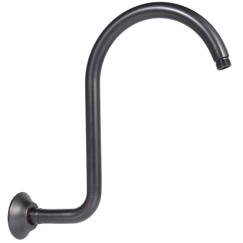 HAOXIN Bronze Shower Arm with Flange Brass 12 Inch Gooseneck Extension S Shaped Shower Arm High Arc Perfect For Fixed Rainfall Showerhead Replacement PartOil Rubbed BronzeSA01B