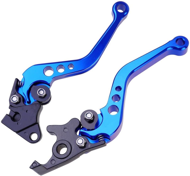 LABRIMP Adjustable 6-Gear Blue Motorcycle Brake and Clutch Levers with Alloy Handlebar Grip Protector for Universal Motorbike Controls - Image 1