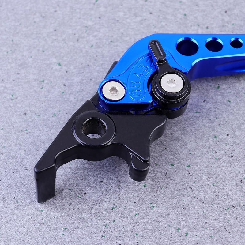LABRIMP Adjustable 6-Gear Blue Motorcycle Brake and Clutch Levers with Alloy Handlebar Grip Protector for Universal Motorbike Controls - Image 5