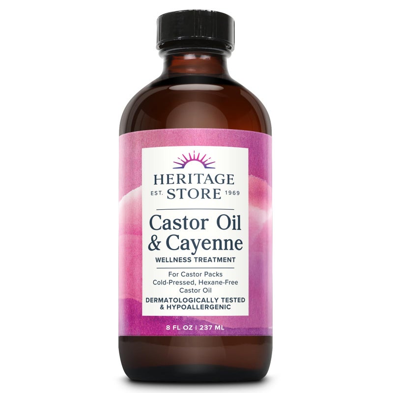 HERITAGE STORE Castor Oil Cayenne Cold Pressed Organic Castor Oil Pack Wrap Heat Compress for Abdomen Joints Overall Wellness with Cayenne Pepper Hypoallergenic Vegan Cruelty Free 8oz - Image 2