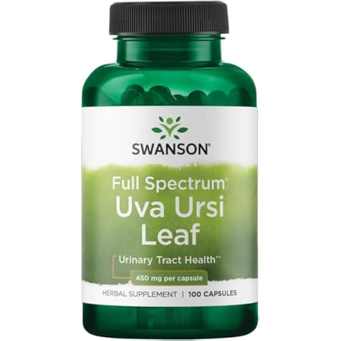 Swanson Full-Spectrum Uva Ursi Leaf - Herbal Supplement Supporting Kidney & Urinary Tract Health - May Support Cardiovascular System Function & Bladder Health - (100 Capsules, 450mg Each) - Image 1
