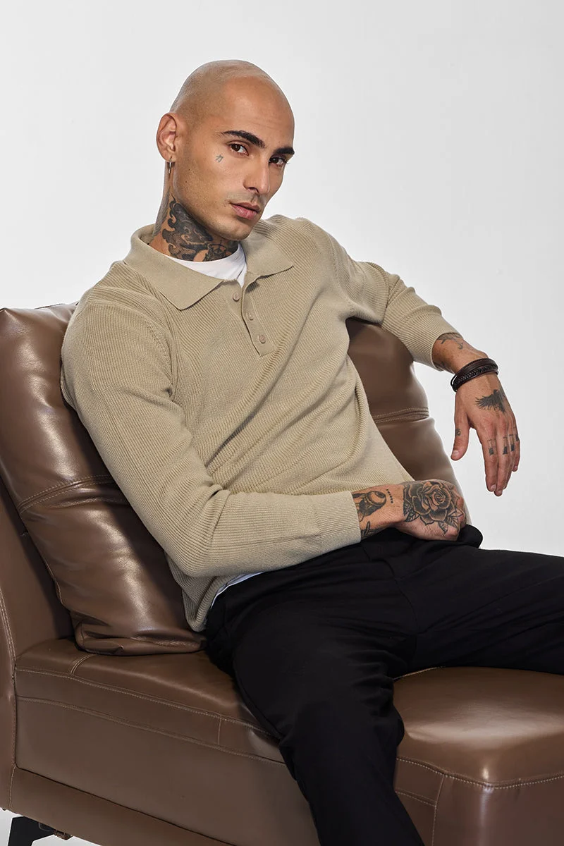 SNITCH تيشيرت بولو سادة بيج من كور لاب