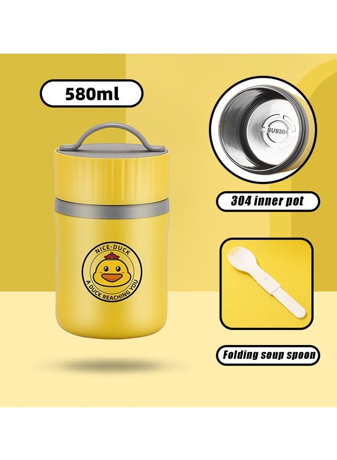 Insulated Thermo Food Container Lunch Box for Hot Food - Leak-Proof Stainless Steel Thermo for with Wide Mouth  Foldable Spoon, Suitable for Hot  Cold Foods, Lunches, Soups, Travel - Image 1