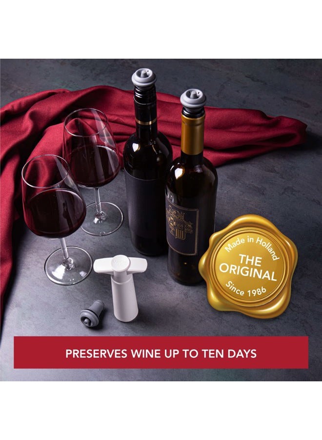 Vacu Vin The Original Wine Saver Pump and Wine Preserver with Wine Stoppers Vacuum Sealers. White Wine Pump and Wine Vacuum Stoppers, Black. Wine Bottle Keeper Set Keeps Wine Fresh for Longer - Image 2