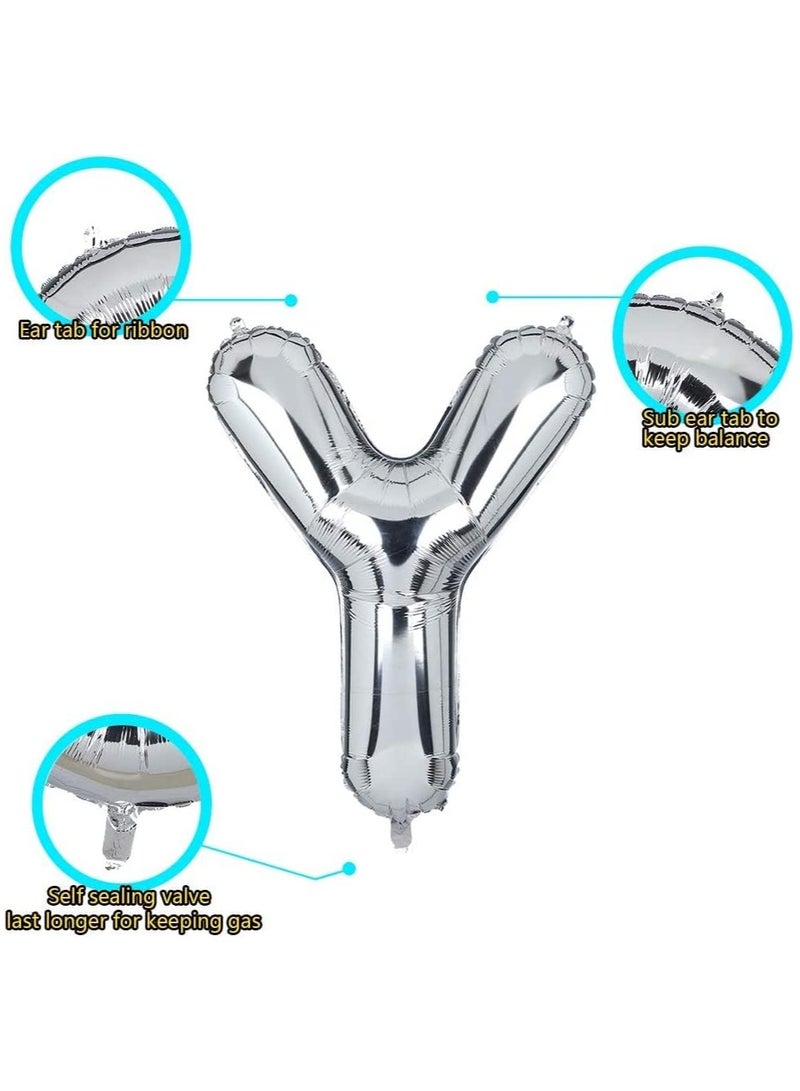 جولد إيدج بالونات هيليوم فضية عملاقة مقاس 32 بوصة على شكل حرف Y من رقائق معدنية، بالون مايلر كبير واحد، زينة حفلات أعياد الميلاد، وحفلات استقبال المولود الجديد (فضي Y) - Image 2