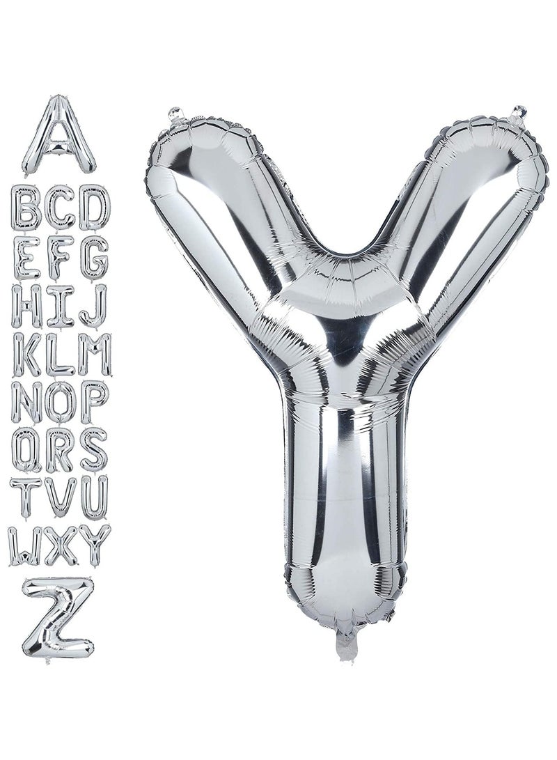 جولد إيدج بالونات هيليوم فضية عملاقة مقاس 32 بوصة على شكل حرف Y من رقائق معدنية، بالون مايلر كبير واحد، زينة حفلات أعياد الميلاد، وحفلات استقبال المولود الجديد (فضي Y) - Image 1
