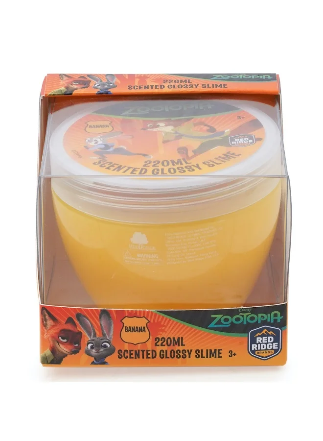 ديزني Zootopia 220ml Banana - Scented Glossy Slime | Soft, Stretchy & Non-sticky Slime For Kids & Adult |Fun Sensory & Stress Relief Toy | Yellow | Age 3+ Years