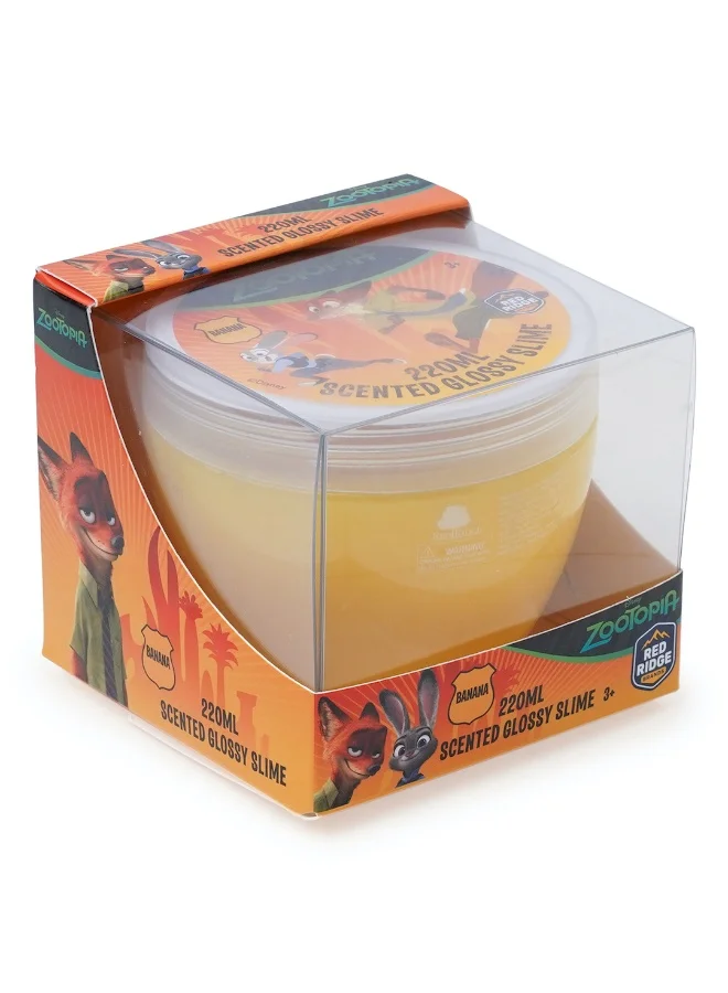 ديزني Zootopia 220ml Banana - Scented Glossy Slime | Soft, Stretchy & Non-sticky Slime For Kids & Adult |Fun Sensory & Stress Relief Toy | Yellow | Age 3+ Years