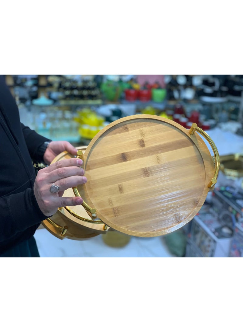 صواني تقديم من الخيزران على شكل دائري 3 قطع - Image 4