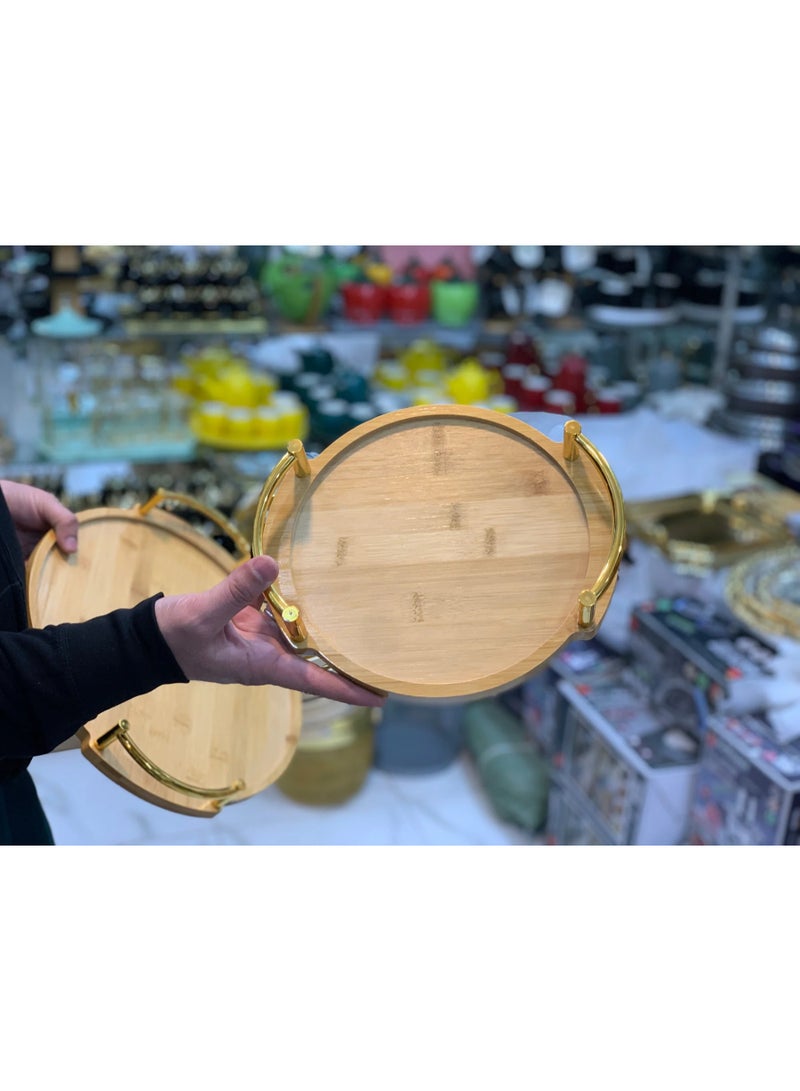 صواني تقديم من الخيزران على شكل دائري 3 قطع - Image 3