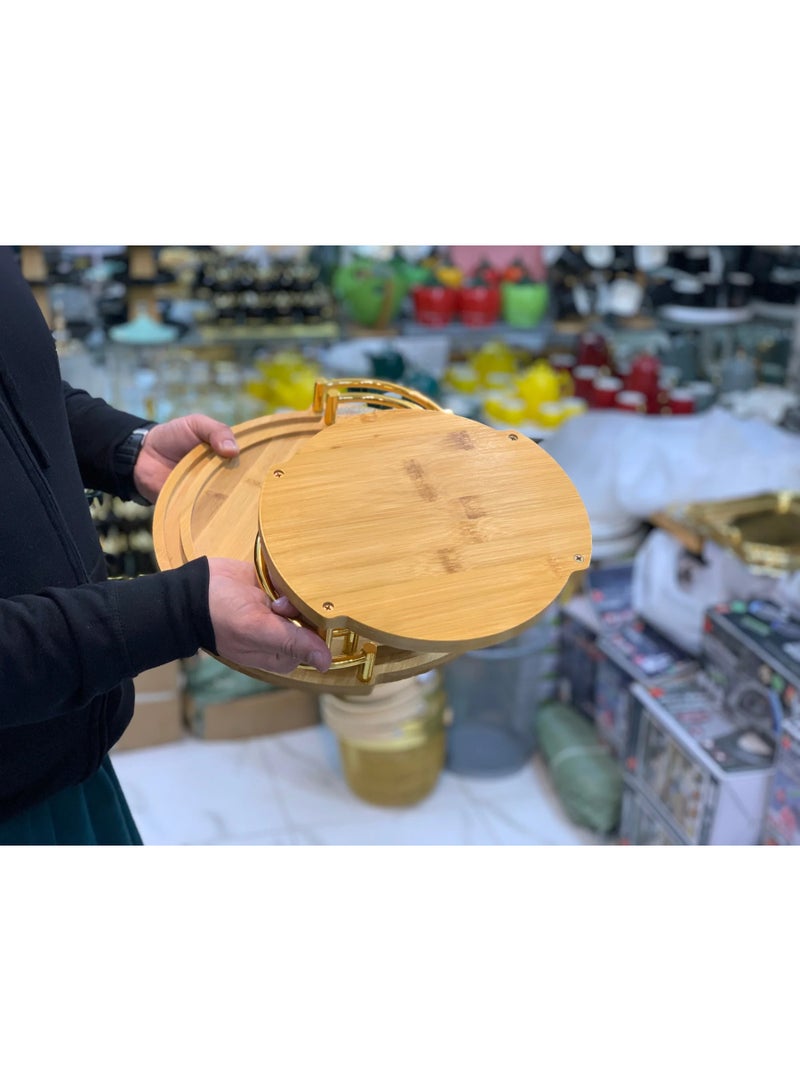 صواني تقديم من الخيزران على شكل دائري 3 قطع - Image 1