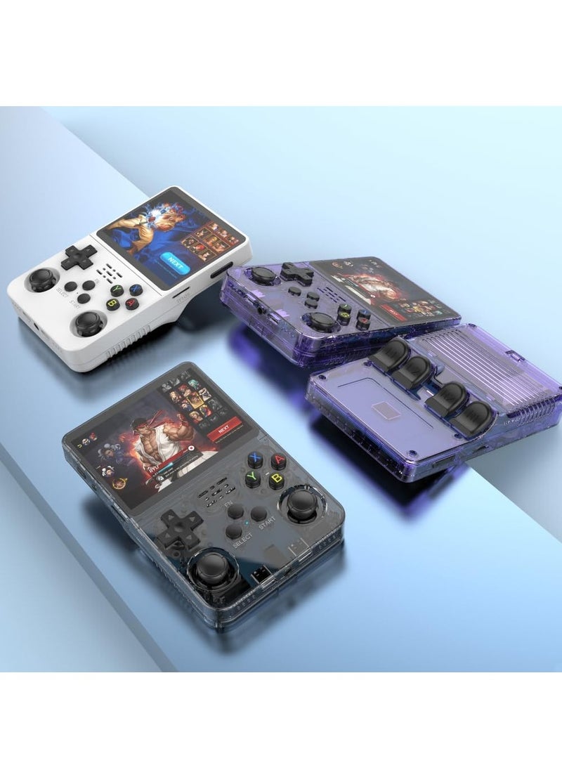 R36S Handheld Retro Gaming Console Linux System with 128G TF Card, Retro Video Game Console 3.5-inch IPS Screen (Purple, 128G)