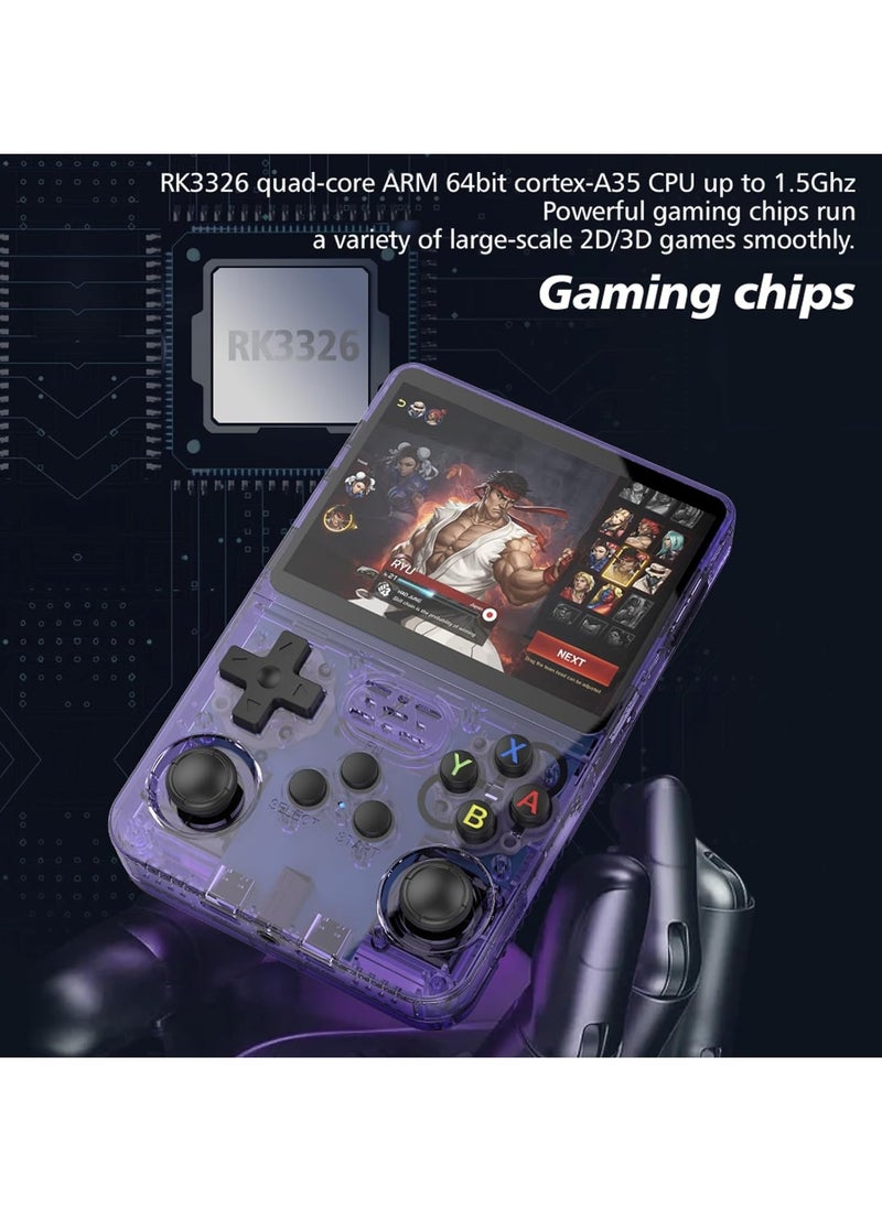 R36S Handheld Retro Gaming Console Linux System with 128G TF Card, Retro Video Game Console 3.5-inch IPS Screen (Purple, 128G)