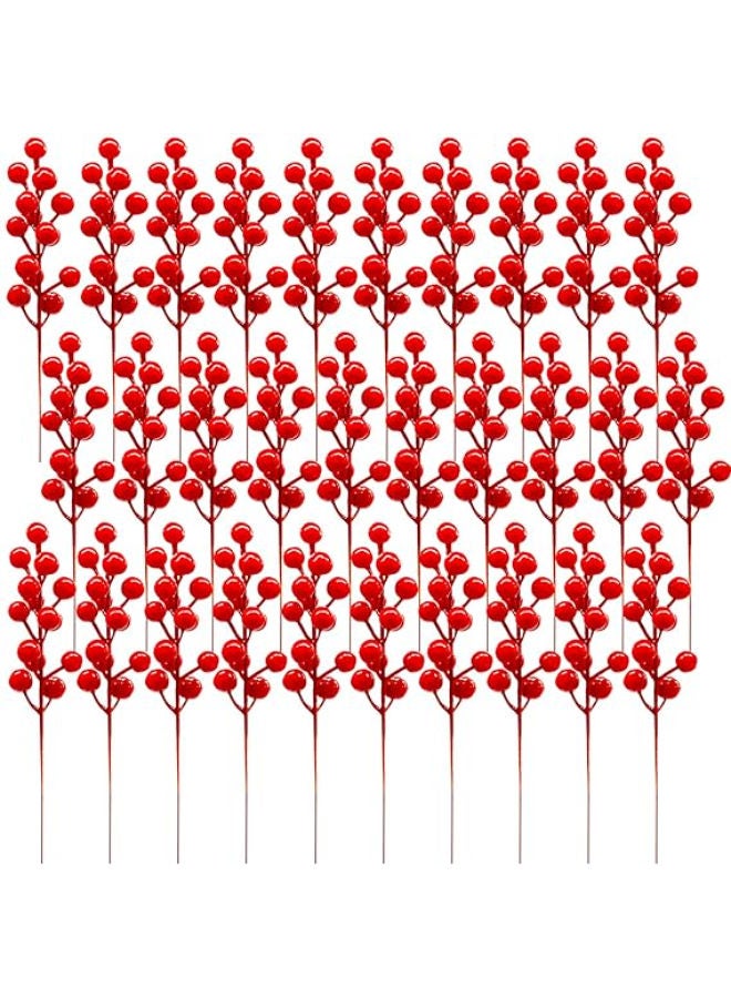 30 pieces - Artificial Red Berry Stems - Image 1