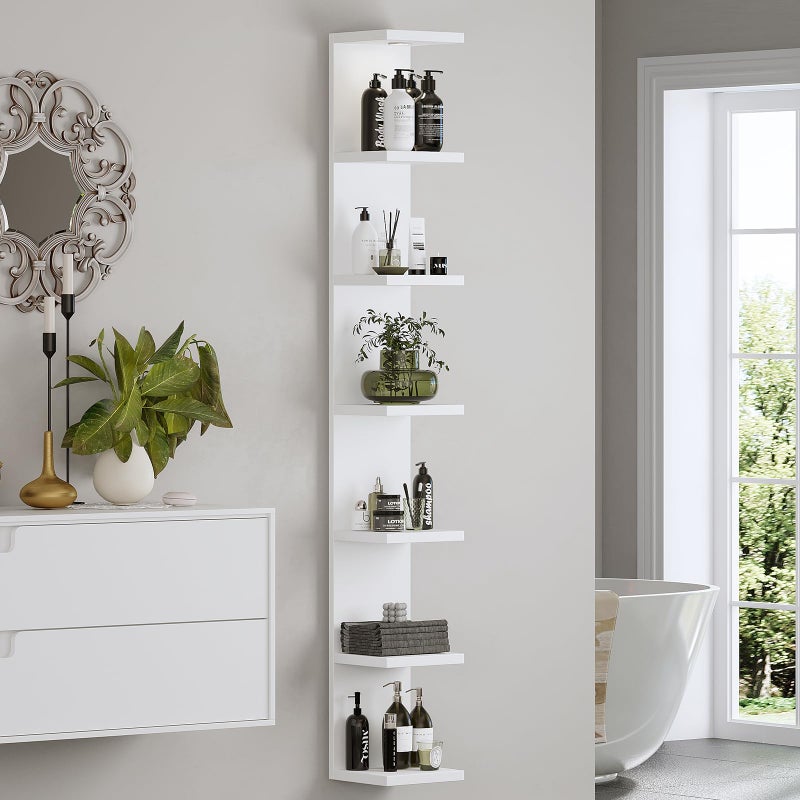 LitaEther Versatile 7 Tier Wall Shelf Unit,White Lack Wall Shelf,Display Floating Shelf with LED Remote Control Light - Image 4