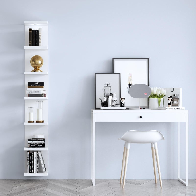 LitaEther Versatile 7 Tier Wall Shelf Unit,White Lack Wall Shelf,Display Floating Shelf with LED Remote Control Light - Image 5